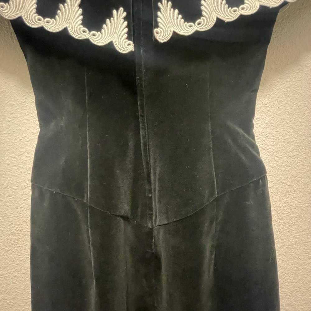 Vintage 80's Black Velvet Off-The-Shoulder Evening Dress - Picture 7 of 8